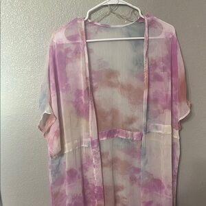 No Boundaries Pink and Purple Tie-Dye Swim Coverup